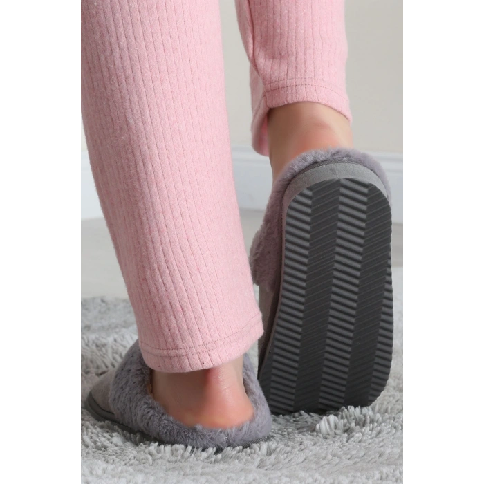 İçi Kürklü Ev Terliği Gri - 31550.264.