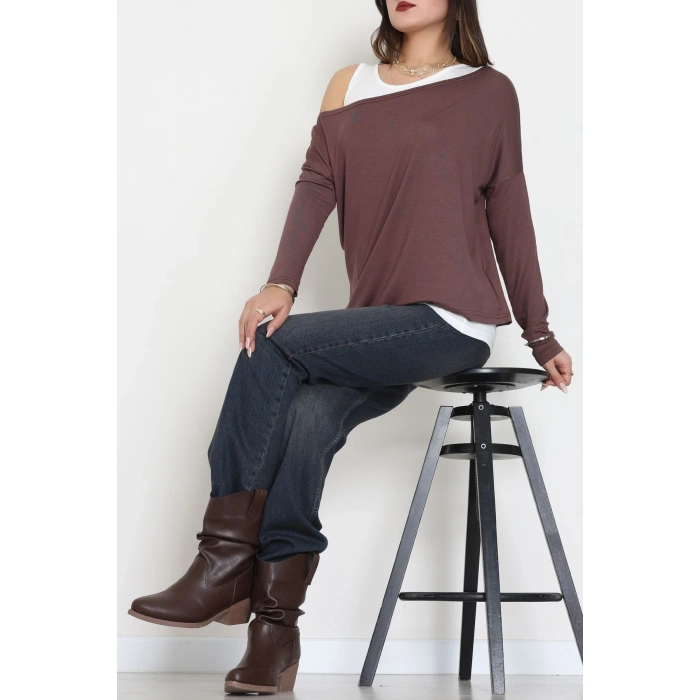 İçli Dışlı İkili Viskon Bluz Kahve - 70827.1095.