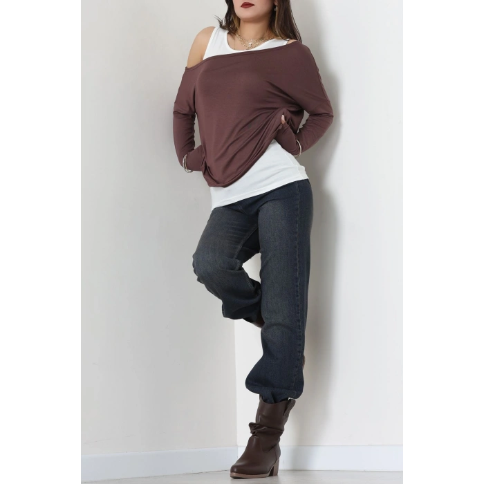İçli Dışlı İkili Viskon Bluz Kahve - 70827.1095.
