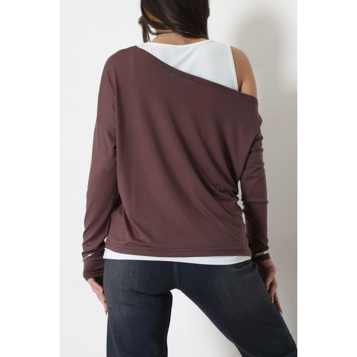 İçli Dışlı İkili Viskon Bluz Kahve - 70827.1095.