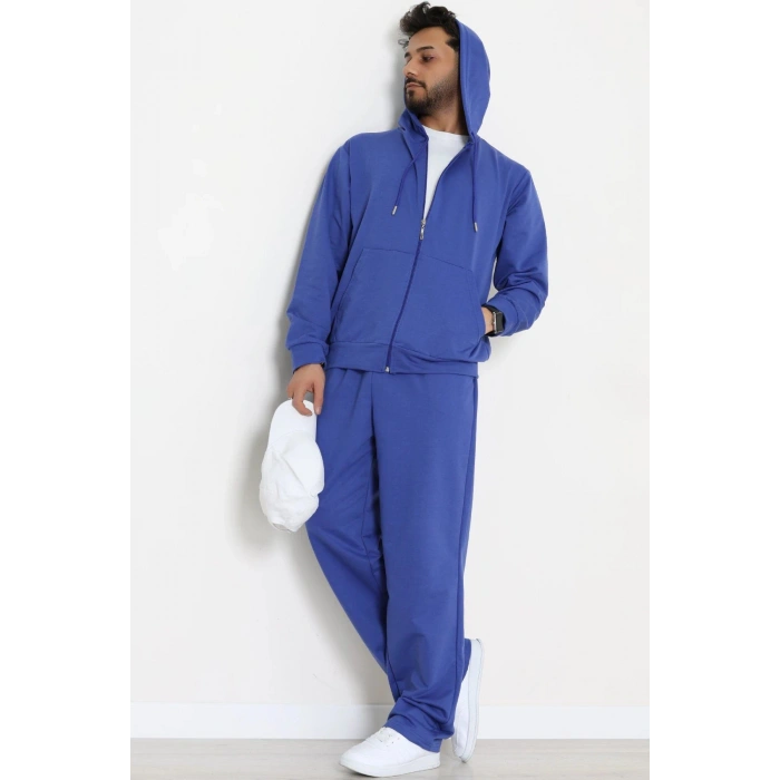 İki İplik Oversize Fermuarlı Erkek Takım Lacivert - 80272.1567.