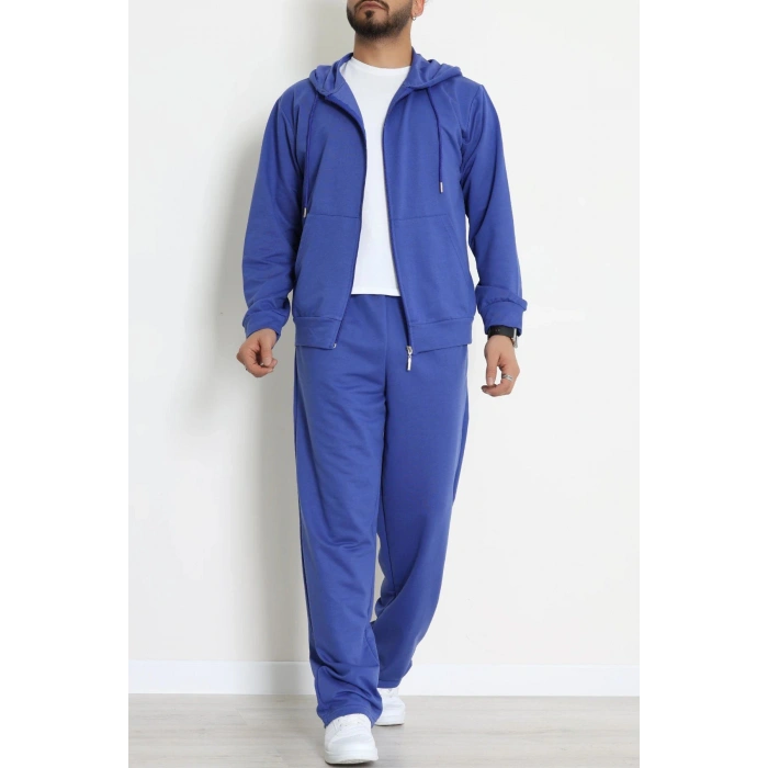 İki İplik Oversize Fermuarlı Erkek Takım Lacivert - 80272.1567.