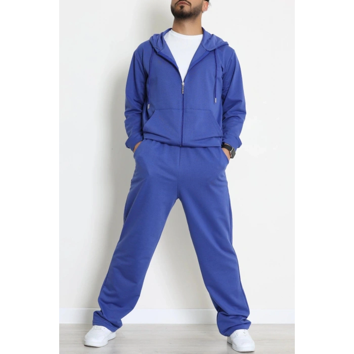 İki İplik Oversize Fermuarlı Erkek Takım Lacivert - 80272.1567.