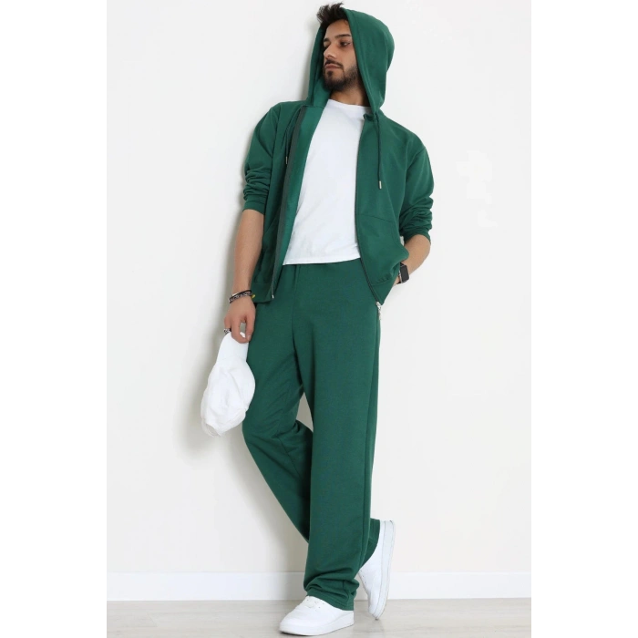 İki İplik Oversize Fermuarlı Erkek Takım Nefti - 80272.1567.