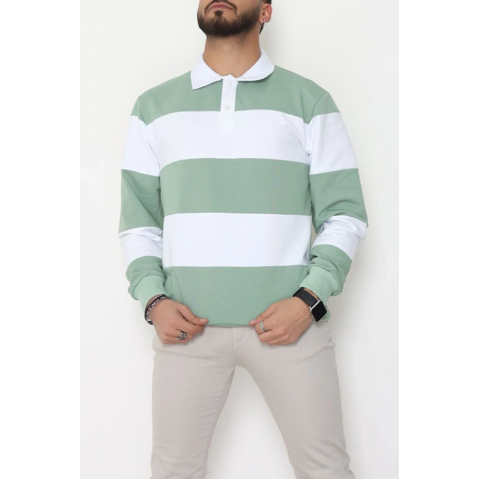 İki İplik Penye Parçalı Erkek Polo Yaka Mint - 55025.1947.