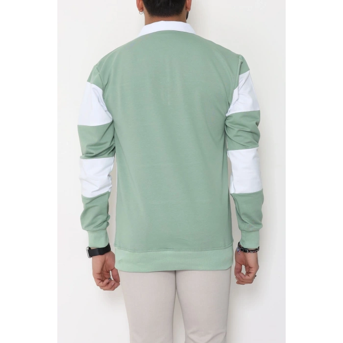 İki İplik Penye Parçalı Erkek Polo Yaka Mint - 55025.1947.