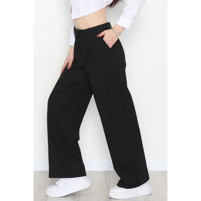 İnterlok Kumaş Bol Paça Pantolon Siyah - 51049.2061.