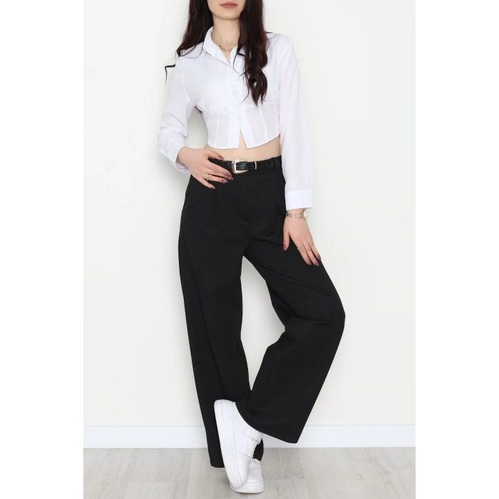 İnterlok Kumaş Bol Paça Pantolon Siyah - 51049.2061.