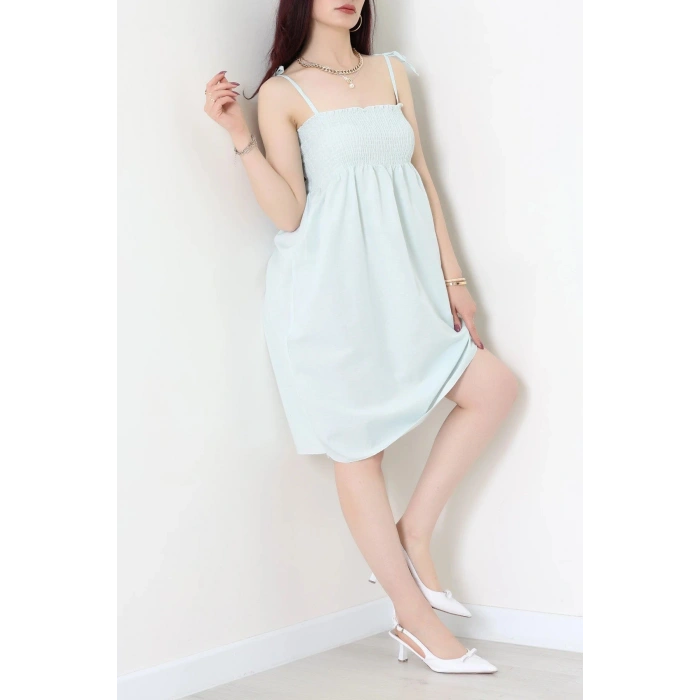 İp Askı Gipeli Kısa Elbise Mint - 41856.1723.