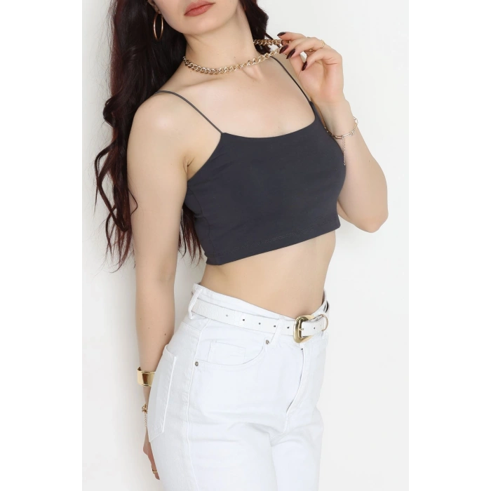 İp Askılı Crop Büstiyer Atlet Füme - 20544.200.