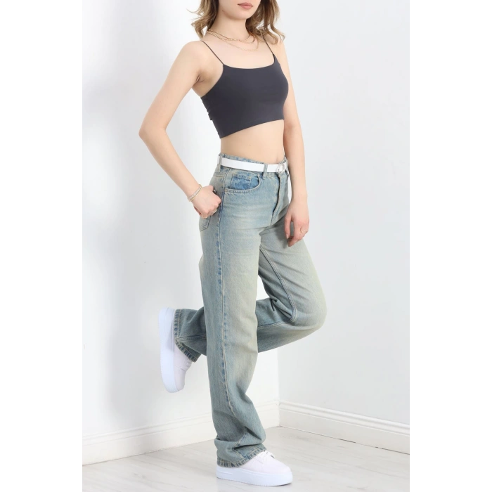 İp Askılı Crop Büstiyer Atlet Füme - 20544.200.