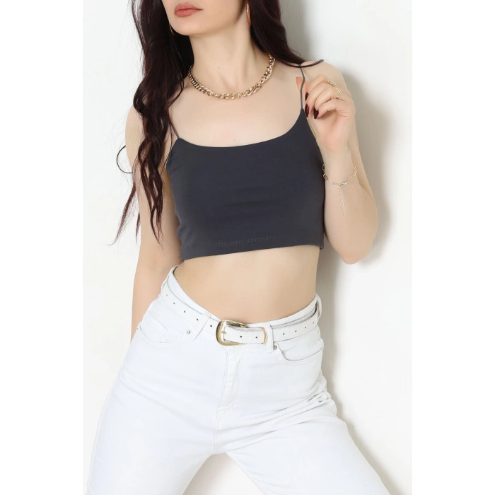 İp Askılı Crop Büstiyer Atlet Füme - 20544.200.