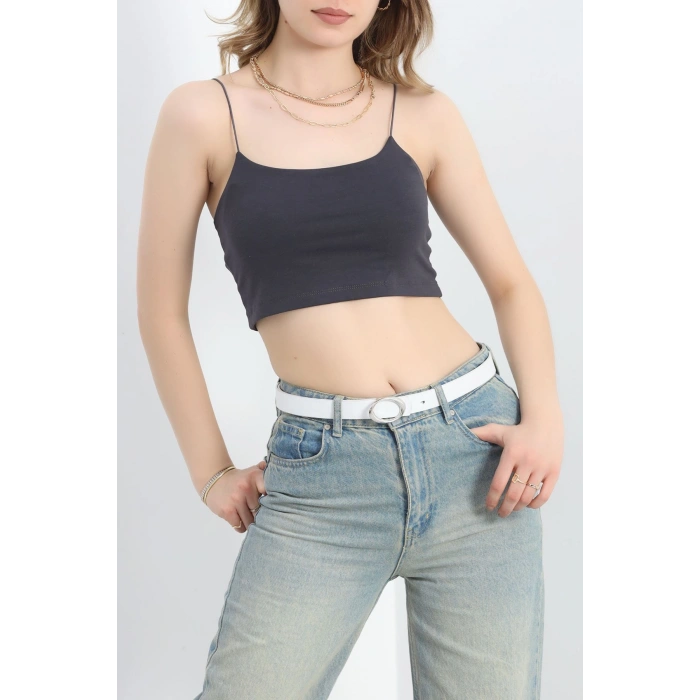İp Askılı Crop Büstiyer Atlet Füme - 20544.200.