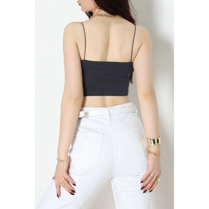 İp Askılı Crop Büstiyer Atlet Füme - 20544.200.