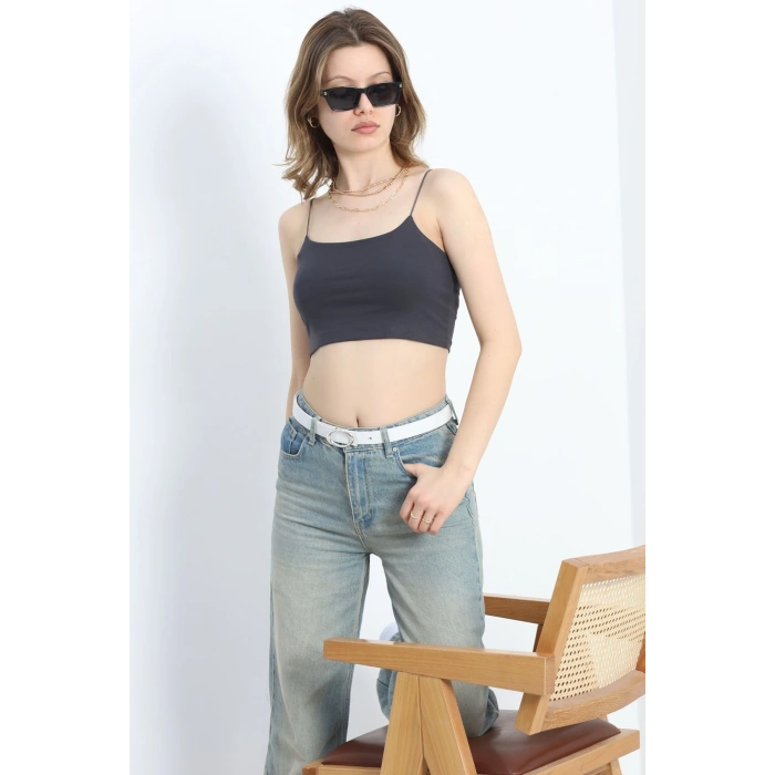 İp Askılı Crop Büstiyer Atlet Füme - 20544.200.