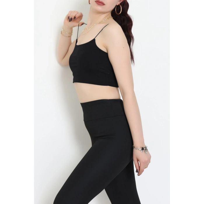 İp Askılı Crop Büstiyer Atlet Siyah - 20544.200.