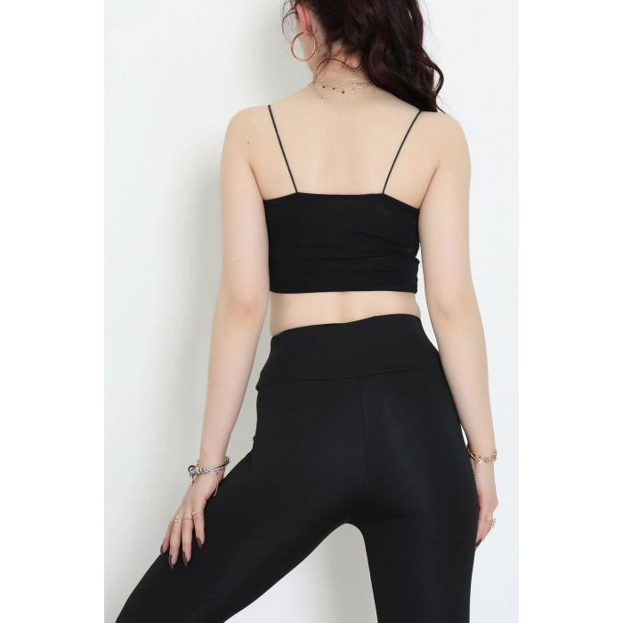 İp Askılı Crop Büstiyer Atlet Siyah - 20544.200.