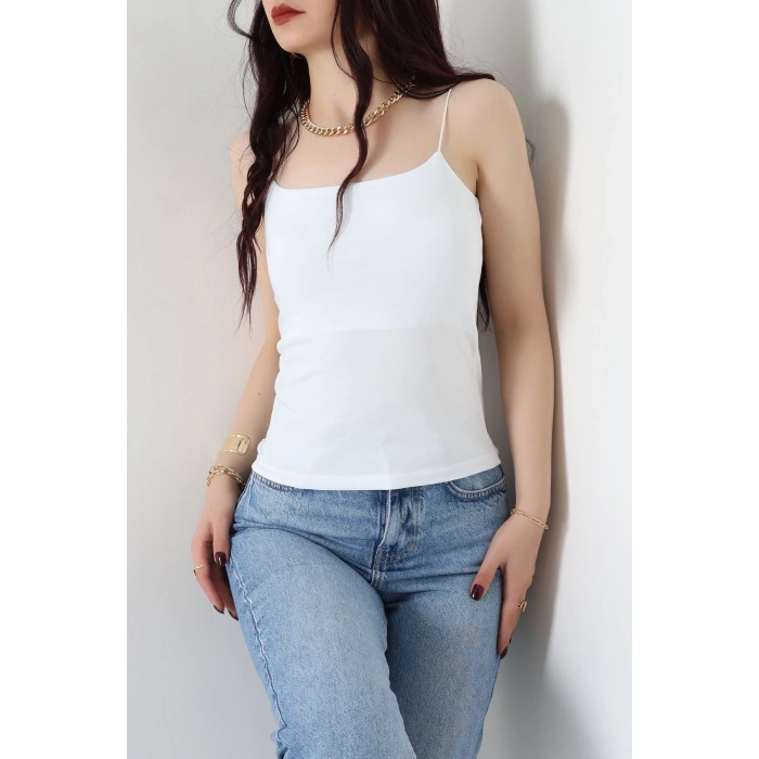 İp Askılı Kısa Crop Atlet Beyaz - 21563.200.