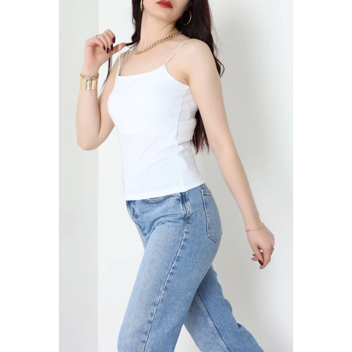 İp Askılı Kısa Crop Atlet Beyaz - 21563.200.