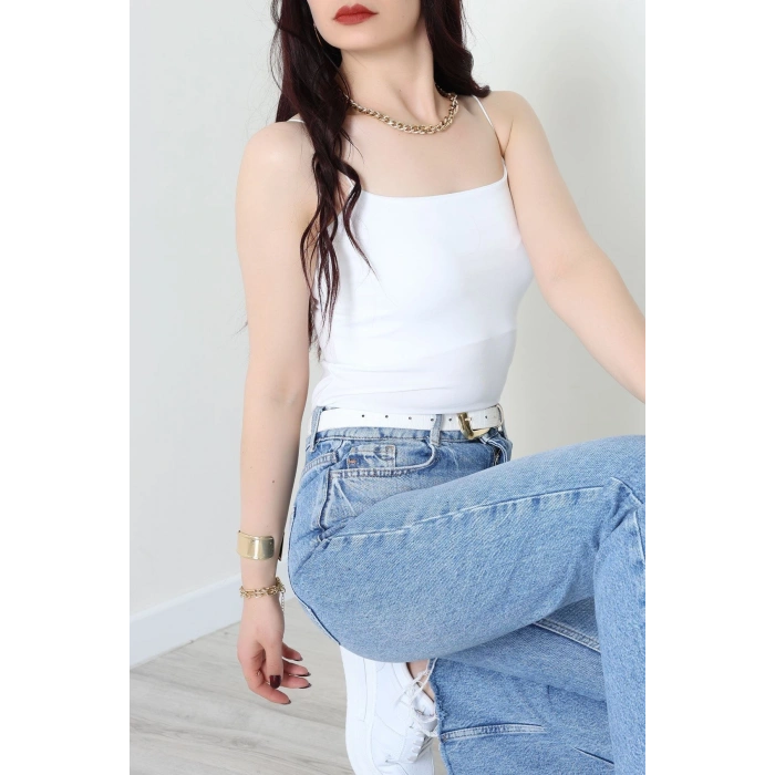 İp Askılı Kısa Crop Atlet Beyaz - 21563.200.