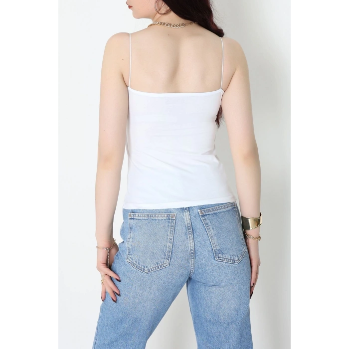 İp Askılı Kısa Crop Atlet Beyaz - 21563.200.