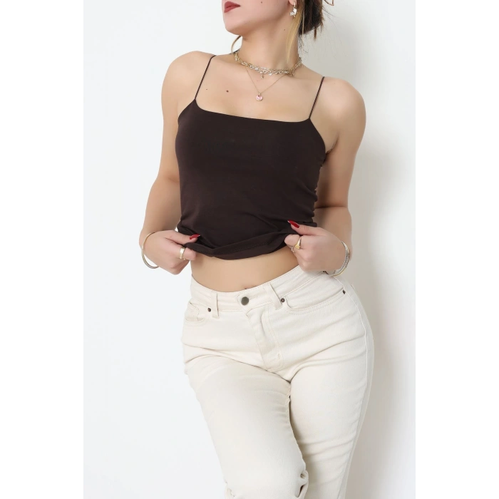 İp Askılı Kısa Crop Atlet Kahve - 21563.200.