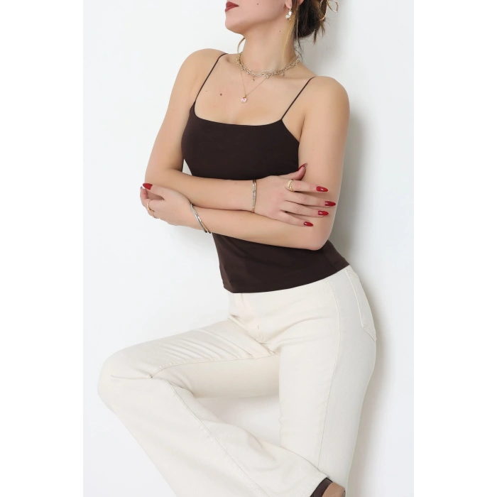 İp Askılı Kısa Crop Atlet Kahve - 21563.200.