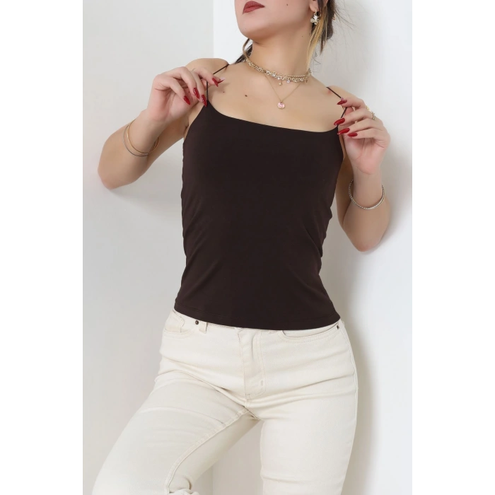 İp Askılı Kısa Crop Atlet Kahve - 21563.200.