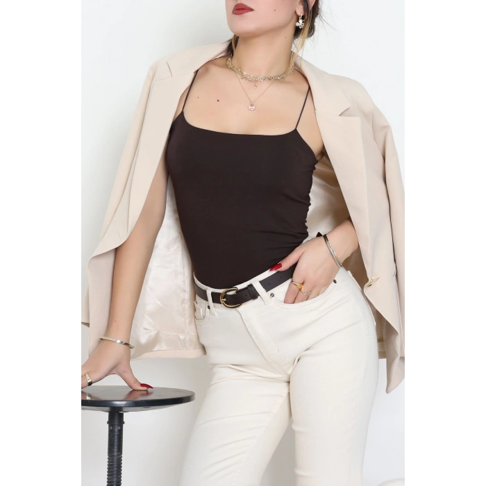 İp Askılı Kısa Crop Atlet Kahve - 21563.200.