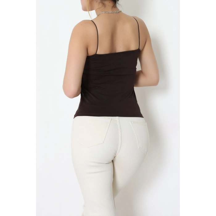 İp Askılı Kısa Crop Atlet Kahve - 21563.200.