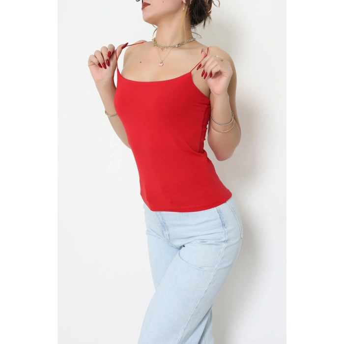 İp Askılı Kısa Crop Atlet Kırmızı - 21563.200.