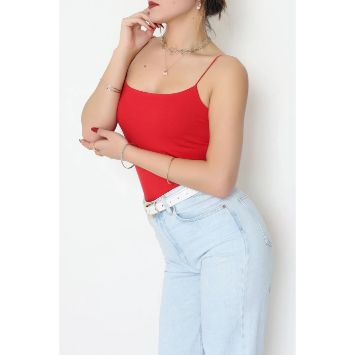 İp Askılı Kısa Crop Atlet Kırmızı - 21563.200.