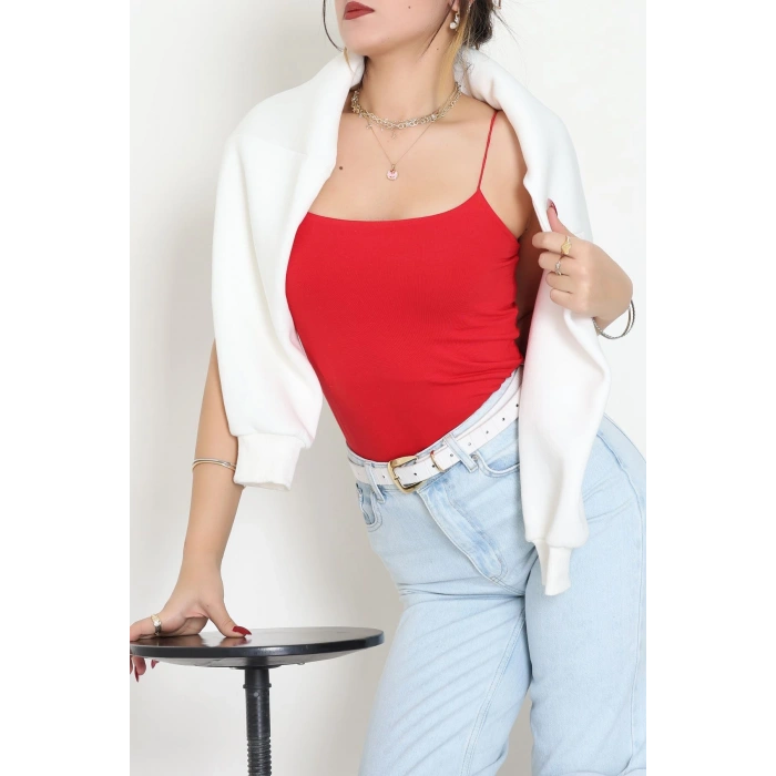 İp Askılı Kısa Crop Atlet Kırmızı - 21563.200.