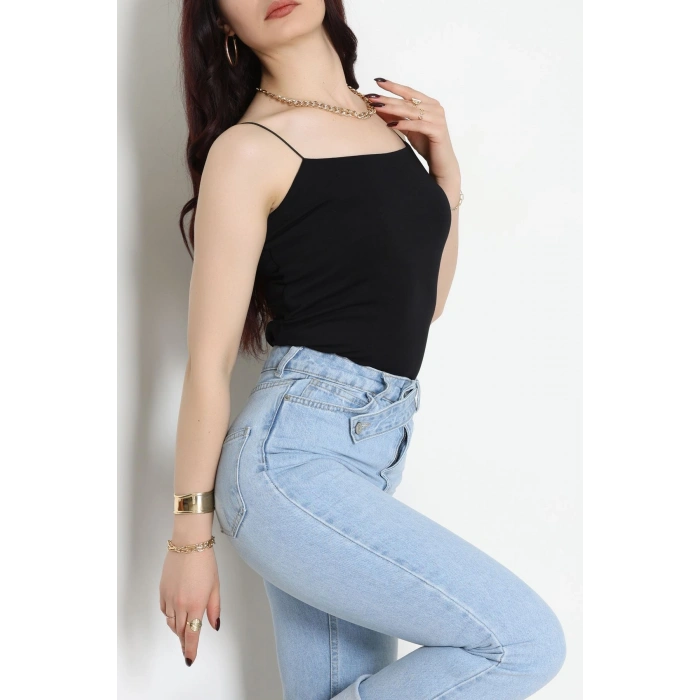 İp Askılı Kısa Crop Atlet Siyah - 21563.200.