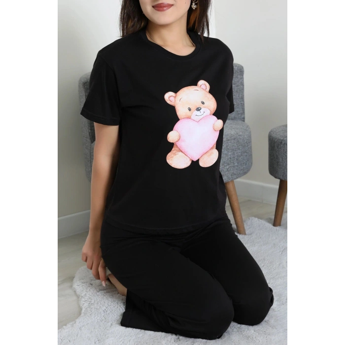 İpek Apreli Süprem Pijama Takımı Siyah - 52238.1567.