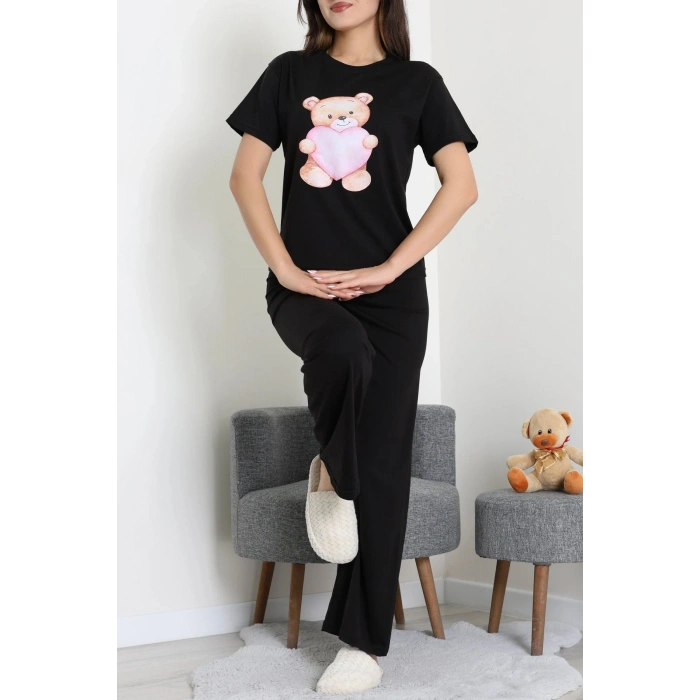 İpek Apreli Süprem Pijama Takımı Siyah - 52238.1567.