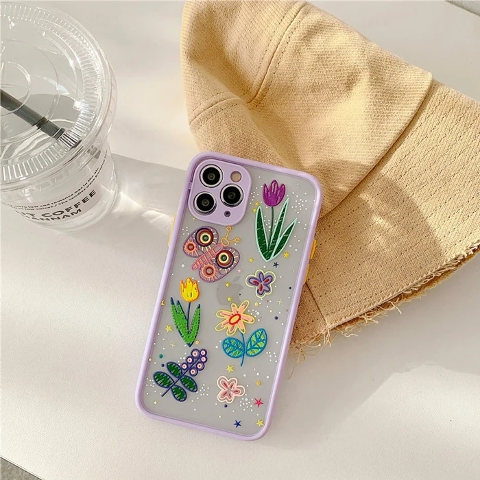 iPhone 11 Pro Max 6.5inç Kamera Korumalı Çiçek Desenli Silikon Kılıf-(1903)