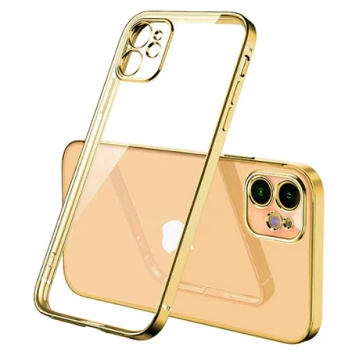 iPhone 12 6.1inç Renkli Kenar Şeffaf Kılıf Kamera Korumalı Kılıf-(1903)