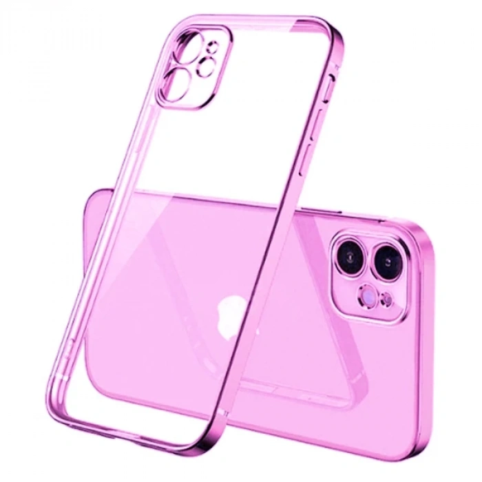 iPhone 12 Mini 5.4inç Renkli Kenar Şeffaf Kılıf Kamera Korumalı Kılıf-(1903)