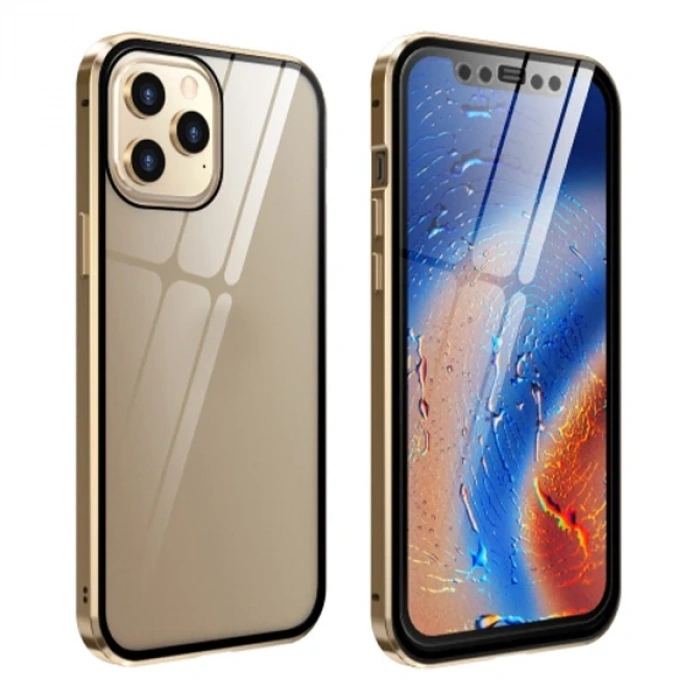 İPhone 12 Pro Mıknatıslı 360 Derece Ön ve Arka Cam Full Korumalı Manyetik Kılıf-(1903)