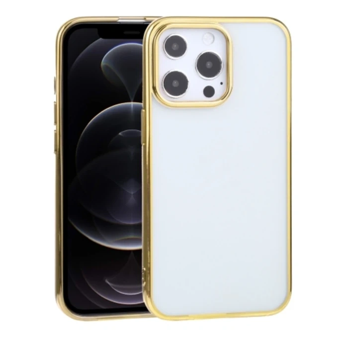 iPhone 13 Pro Max 6.7inç  Lazer Kaplama Renkli Kenar Şeffaf Kılıf-(1903)