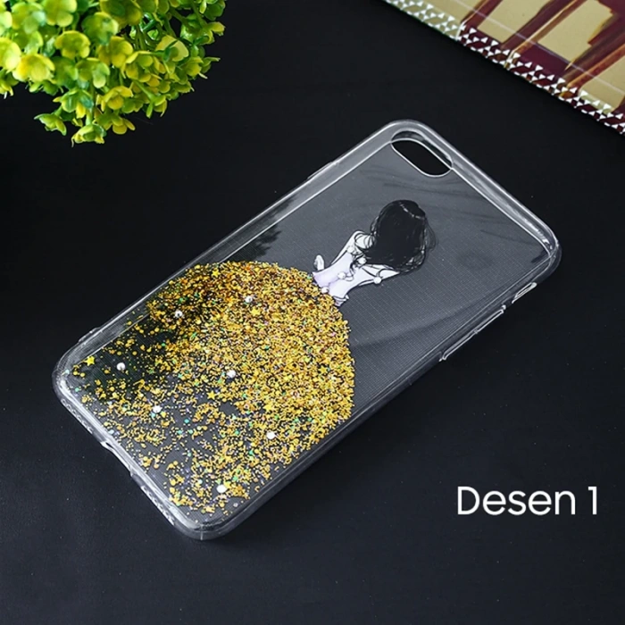 iPhone SE3-SE2 İPhone 8-7 Kılıf 3d Diamond Elbise Şeffaf Silikon Kılıf-(1903)