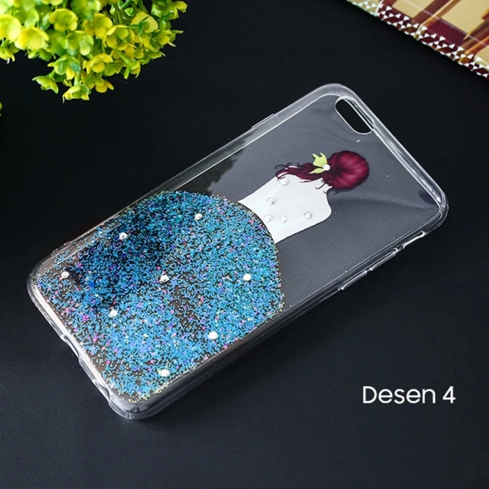 iPhone SE3-SE2 İPhone 8-7 Kılıf 3d Diamond Elbise Şeffaf Silikon Kılıf-(1903)