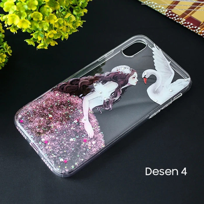 İphone X Xs 3d Diamond Elbise Şeffaf Silikon Kılıf-(1903)