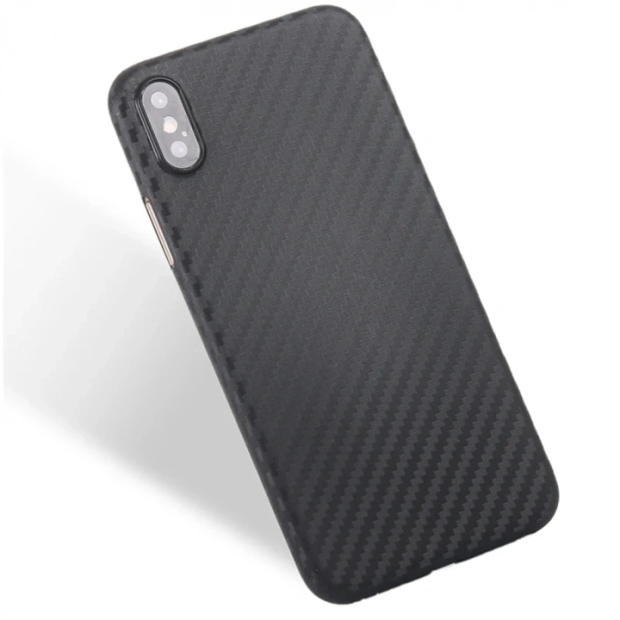 İphone X Xs Carbon Fiber Dokulu Yumuşak Pc Kılıf-(1903)
