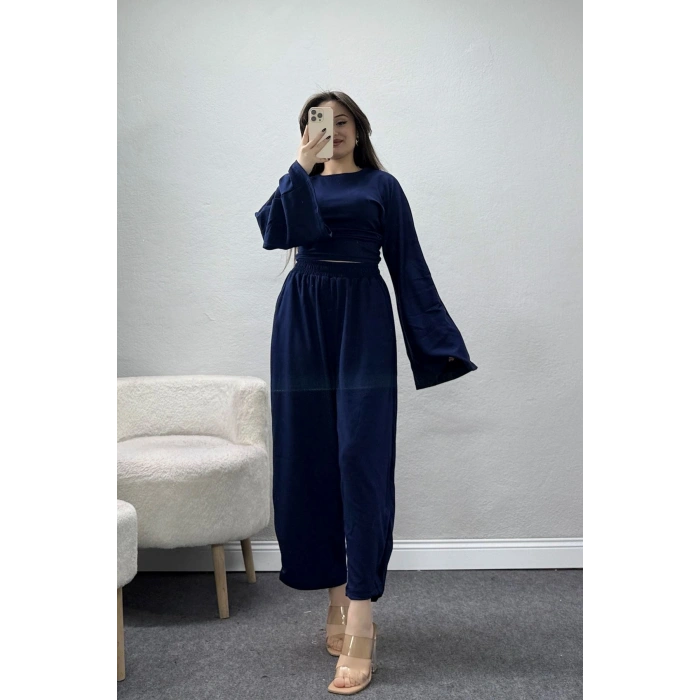 İspanyol Kol Paçası Dikişli Takım Lacivert - 155.2153.