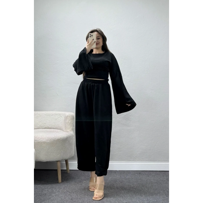 İspanyol Kol Paçası Dikişli Takım Siyah - 155.2153.