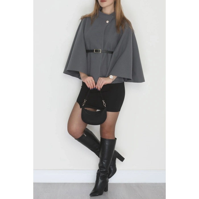 İthal Kaşe Kemerli Panço Füme - 31530.1977.