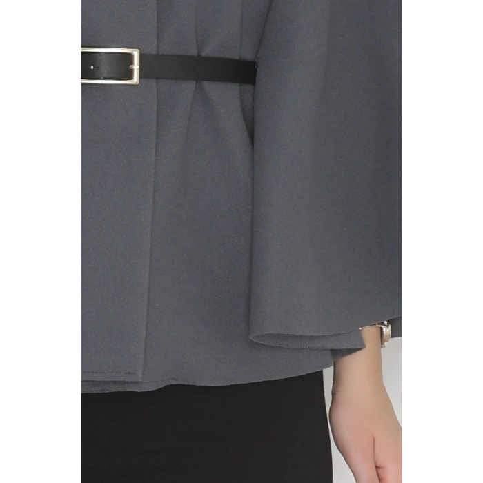 İthal Kaşe Kemerli Panço Füme - 31530.1977.