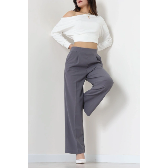 İthal Scuba Krep Lastikli Pantolon Antrasit - 51234.1397.